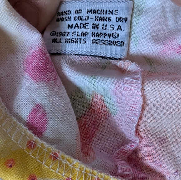 Flap Happy  6-12m UPF 50 Floppy Hat White Pink Orange Florals Tie Strings Medium - Picture 6 of 6